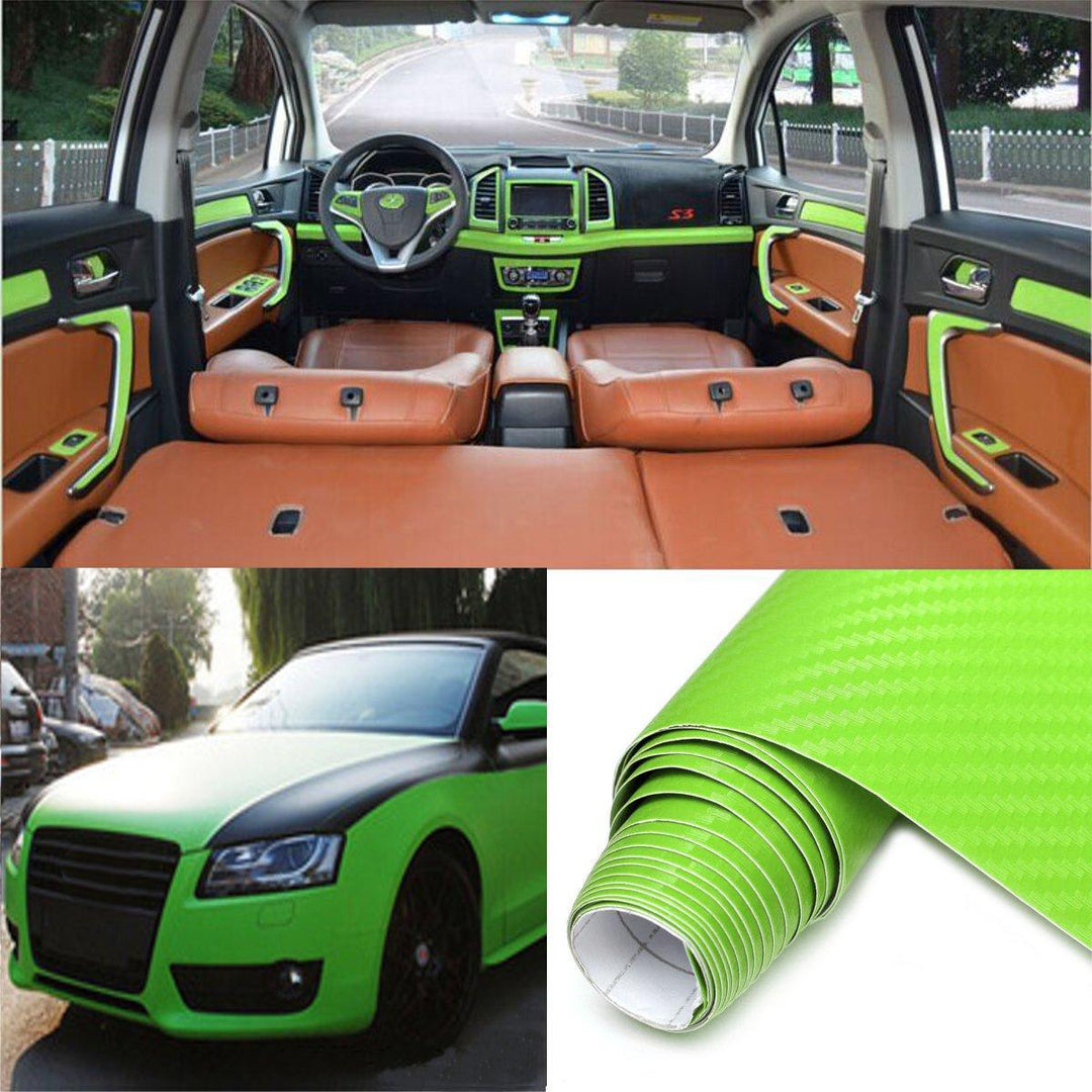 2Mx50CM DIY Gloss 3D Carbon Fiber Vinyl Wrap Roll Film Sticker 8 Colors for Car Vehicle - Trendha