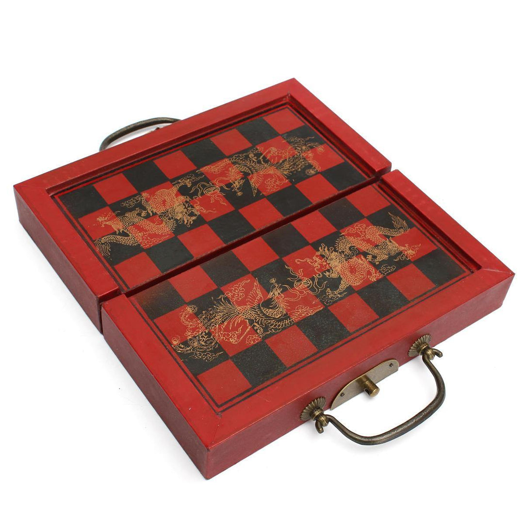 32 Pcs Terra Cotta Warriors Figure Chess Set with Chinese Wood Leather Box Board Games - Trendha