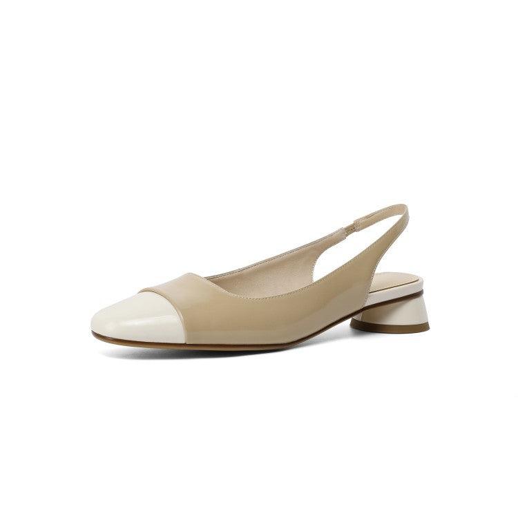 Low-Heel Cowhide Slingback Shoes