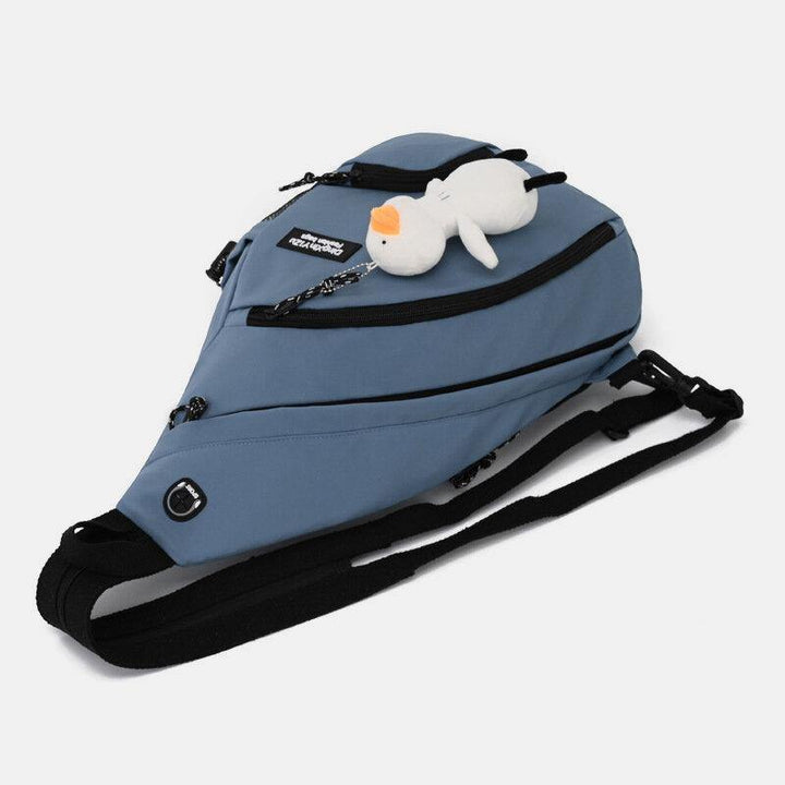 Men Nylon Headphone Hole Waterproof Large Capacity Chest Bags Shoulder Bag Crossbody Bags With Ornaments - Trendha