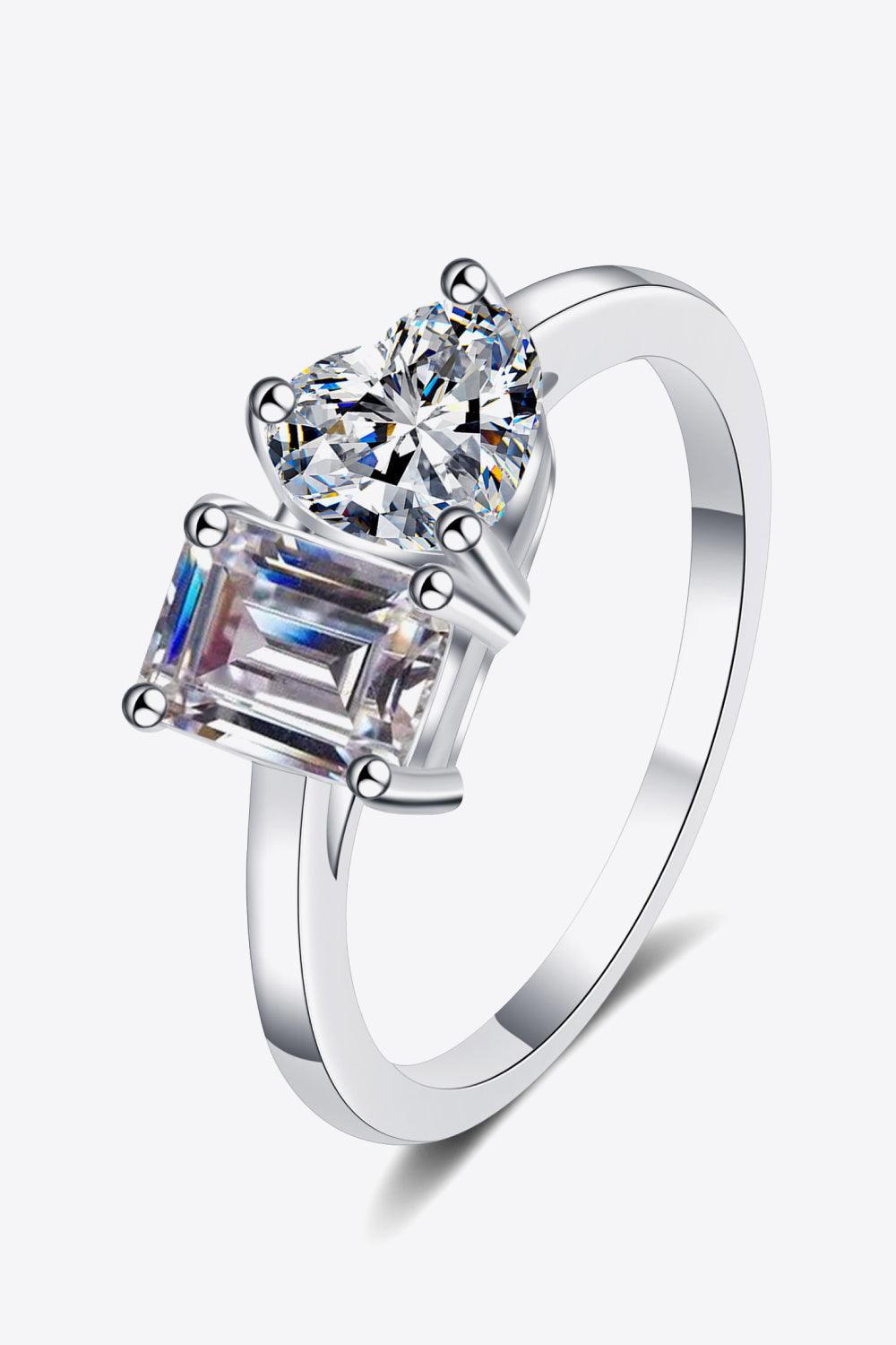 Rhodium-Plated 2 Carat Moissanite Ring - Trendha