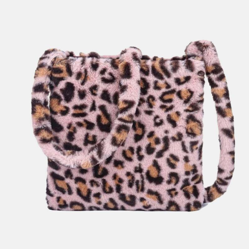 Women Felt Soft Leopard Pattern Cute Casual Personality Shoulder Bag Crossbody Bag - Trendha