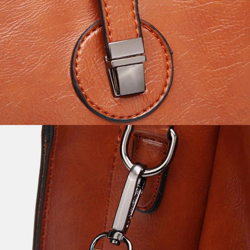 Women Faux Leather Retro Multi-pocket Large Capacity Handbag Shoulder Bag Tote - Trendha