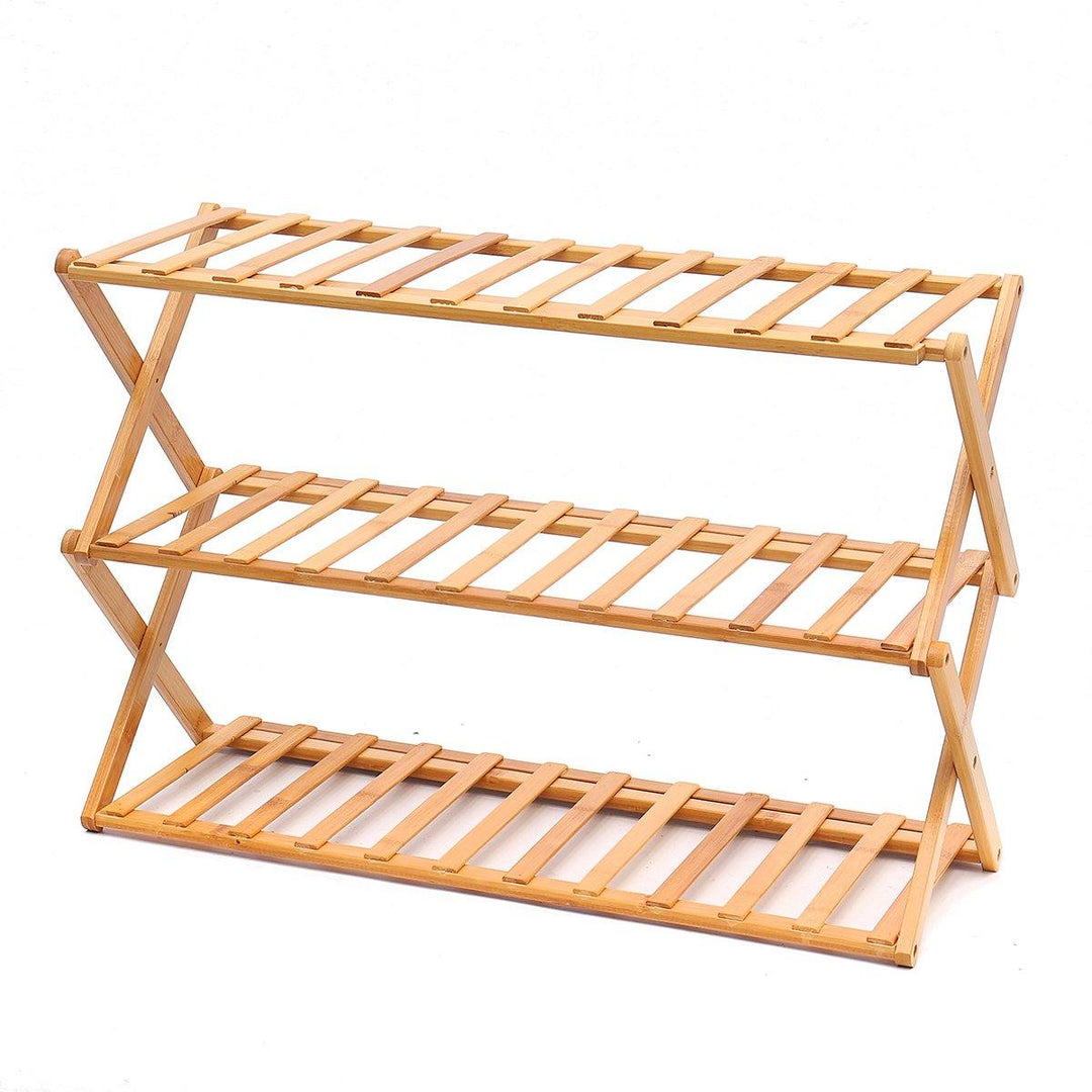 3/6 Tier Folding Bamboo Shoe Rack Organizer Stand Storage Shelf Home Office - Trendha
