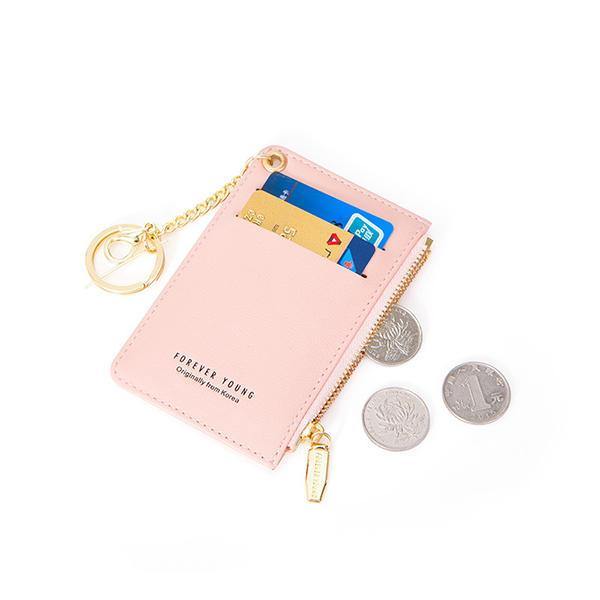 Women Faux Leather Card Holder Small Coin Bag Purse Key Chain - Trendha