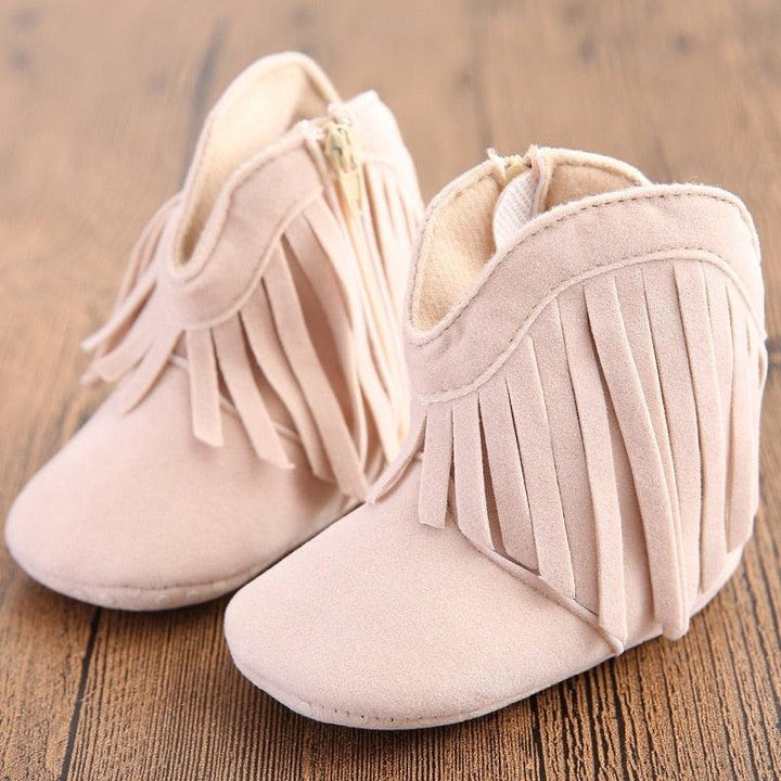 Baby Girl Soft Soled Suede Leather Booties - Trendha