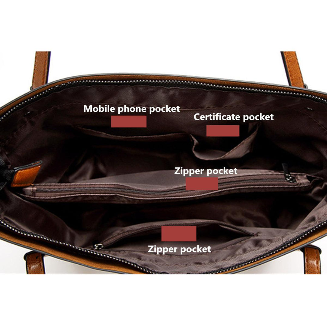 Women Oil Wax Leather Large Handbag Shoulder Girl Travel Bag Messenger Tote - Trendha