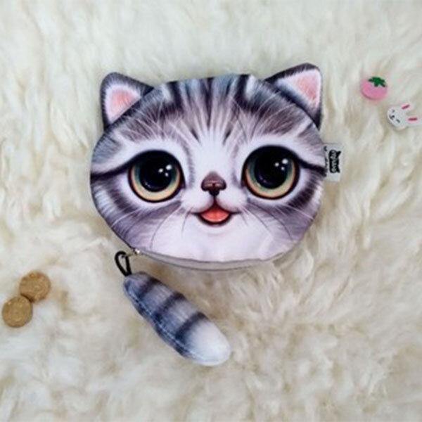 Women Plush Cartoon Cat Head Personality Cute Small Coin Bag Storage Bag - Trendha