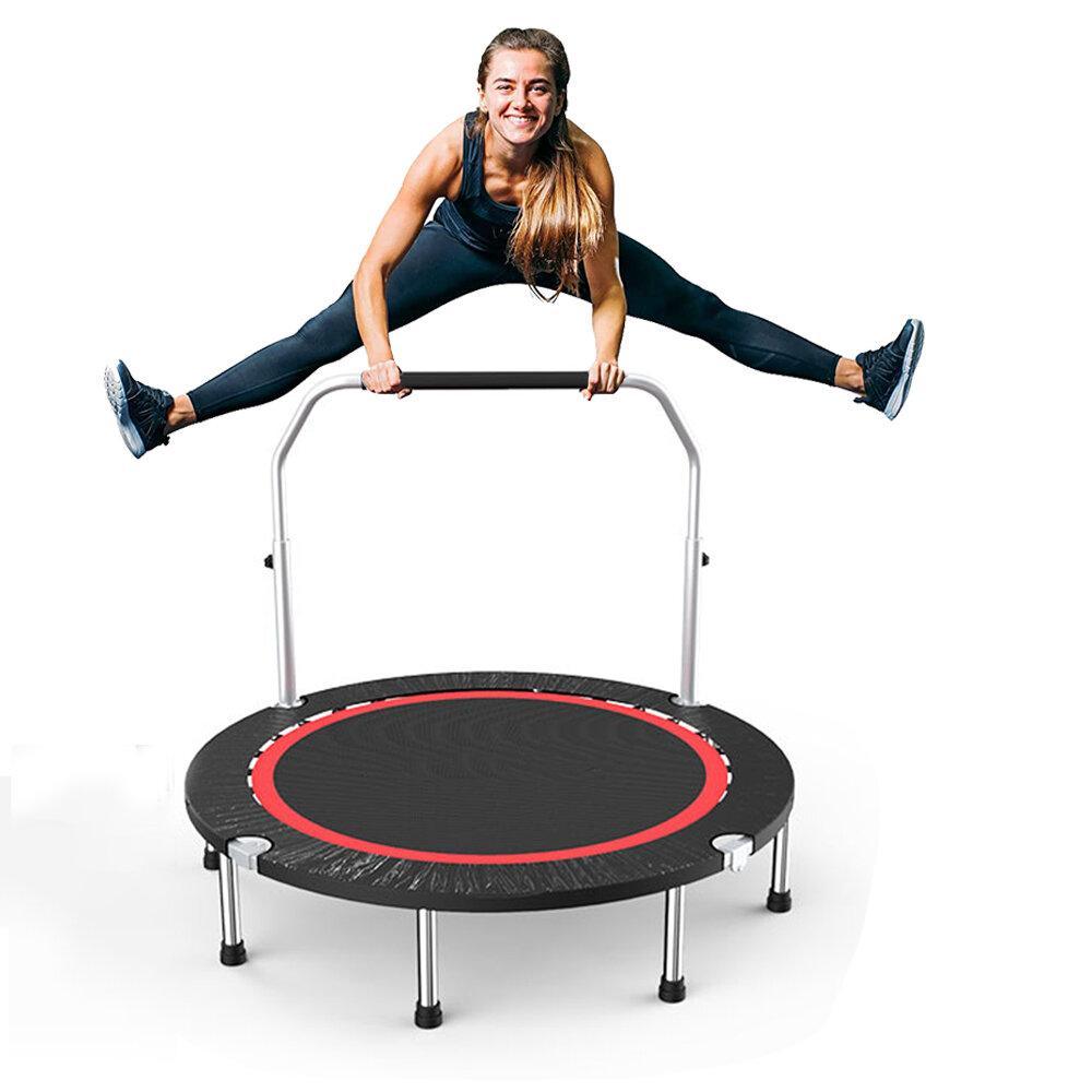 40inch 100x22cm Foldable Mini Trampoline Outdoor Jumping Sport Fitness Exercise Tools with Adjustable Foam Handle for Kids Adults Max Load 150kg - Trendha