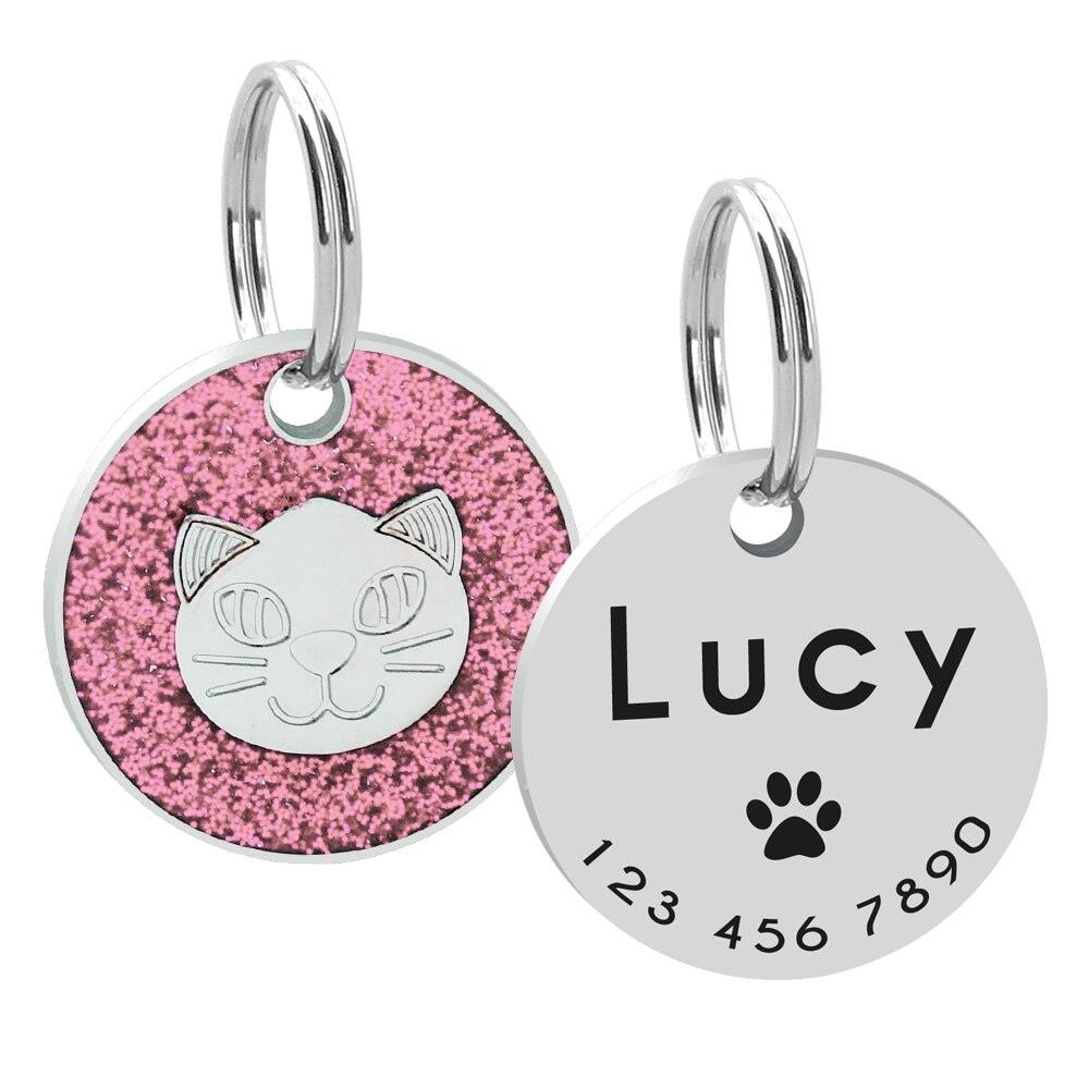 Engraved Texting Glitter Design ID Tag - Trendha