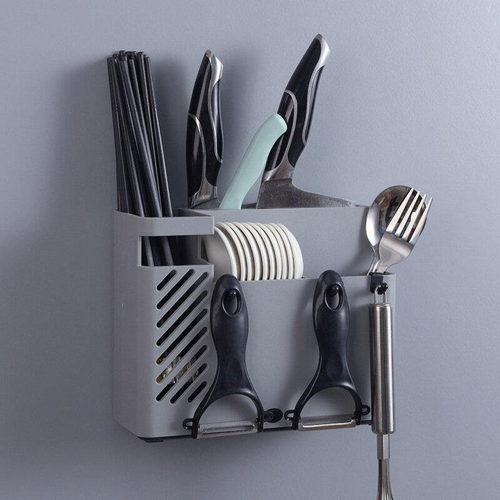 Creative Multifunction Kitchen Storage Organization Drain Chopstick Cage Wall Mounted Spoon Fork Racks Holder - Trendha