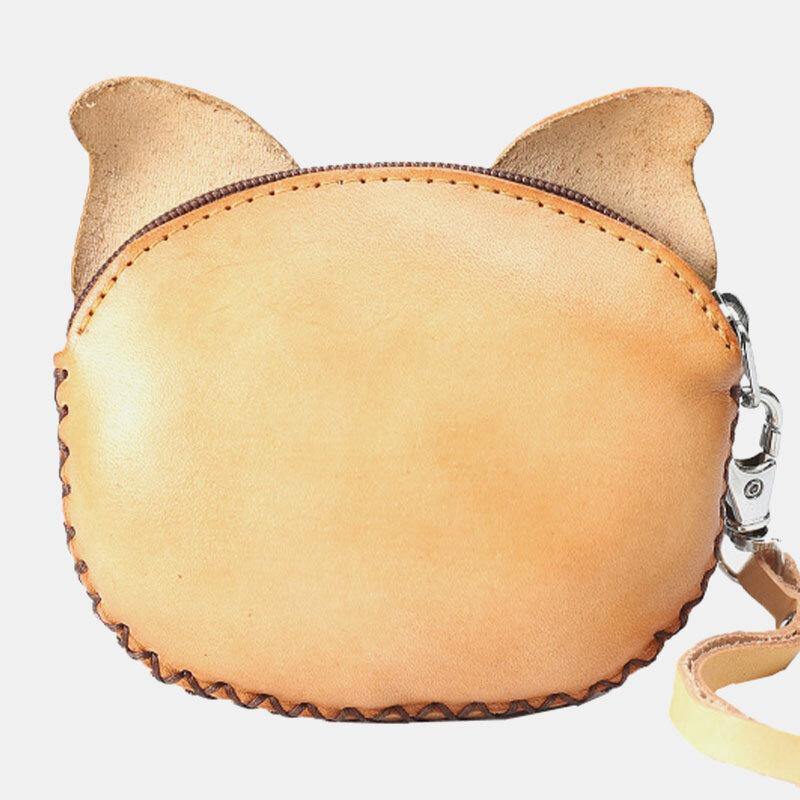 Unisex Genuine Leather Casual Cute Outdoor Cartoon Animal Pig Shape Small Coin Bag Wallet - Trendha