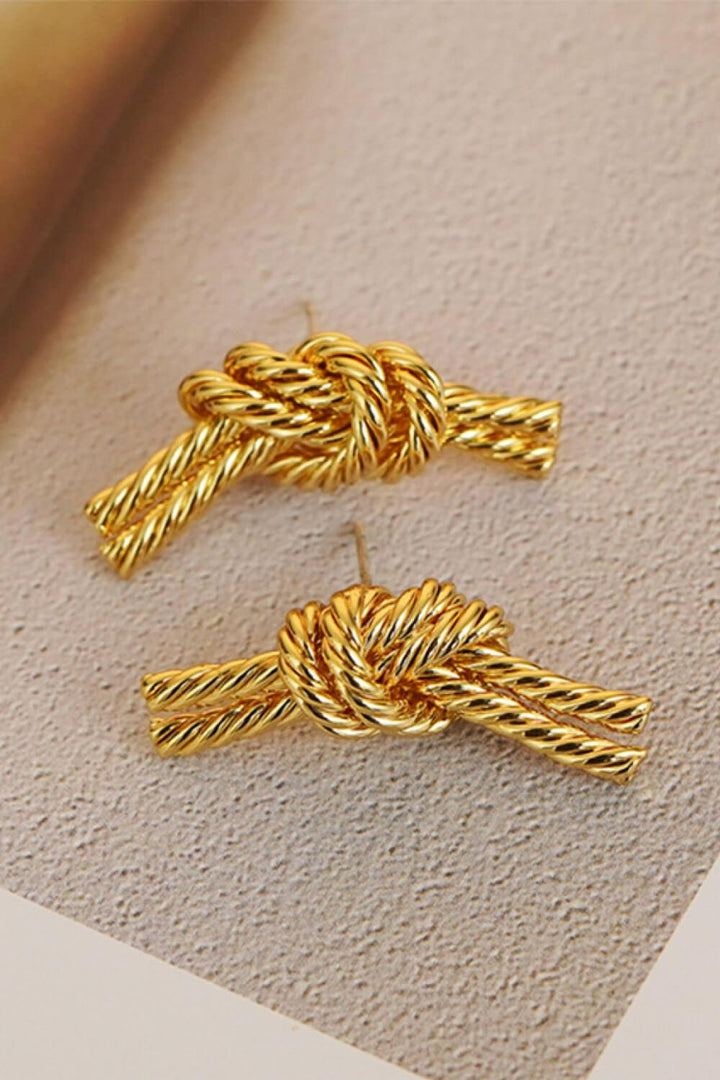 18K Gold Plated Twisted Earrings - Trendha