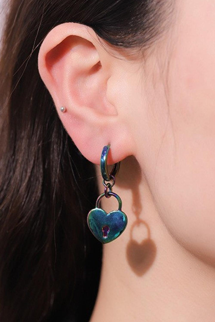 Multicolored Heart Drop Earrings - Trendha