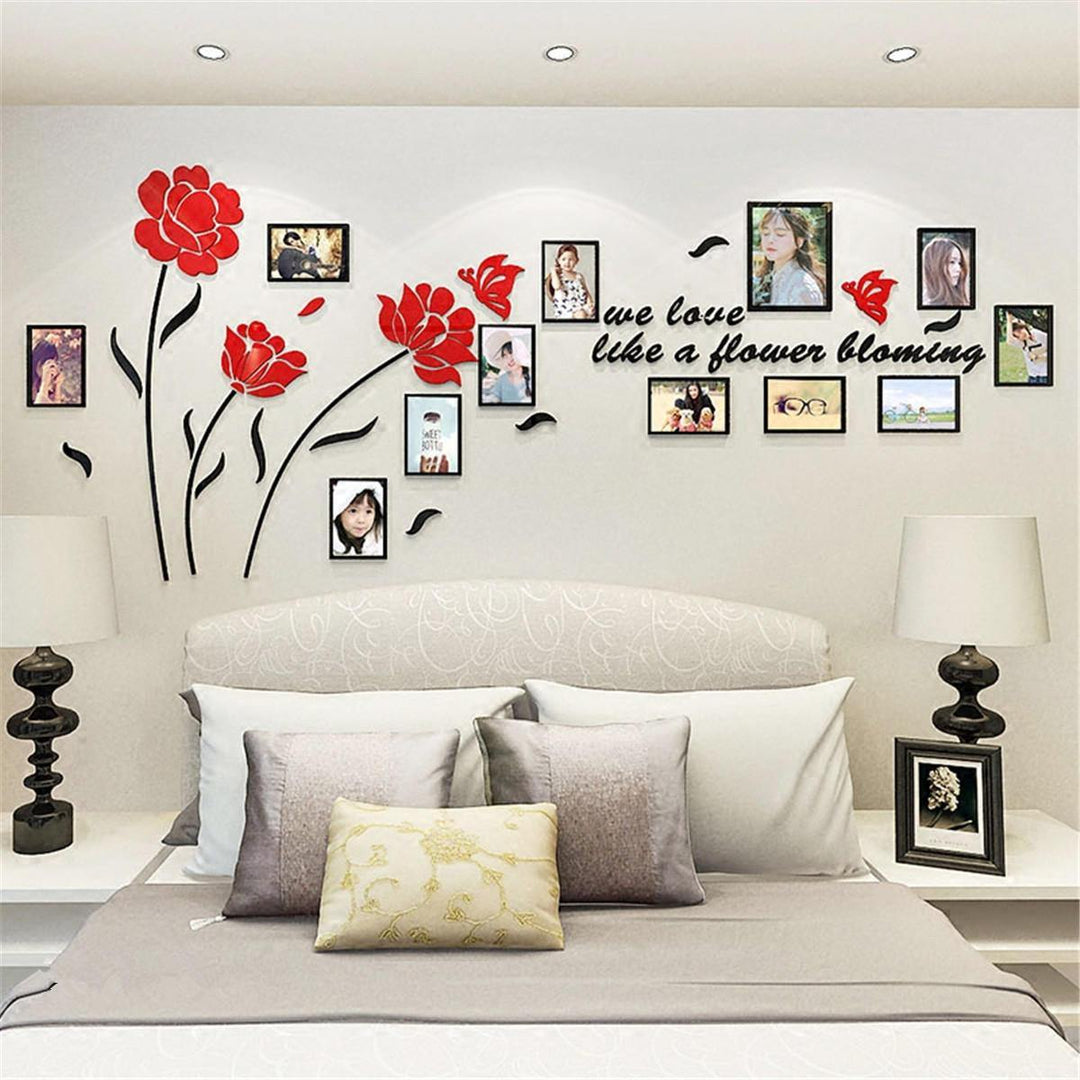 3D Acrylic Family Photo Picture Frame Wall Sticker Art Background Home Decor - Trendha