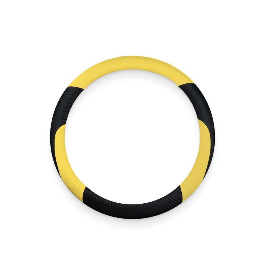 Yellow & Black Soft Steering Wheel Wrap - Trendha
