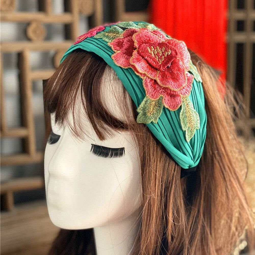 Women Embroidered Printed Headband Vintage Floral Ethnic - Trendha