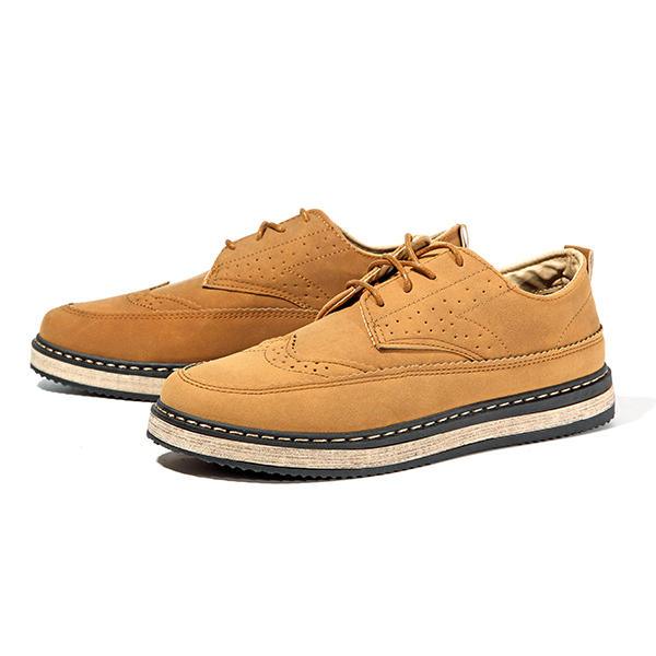 Men Casual Retro British Style Leather Brogue Oxfords Shoes - Trendha