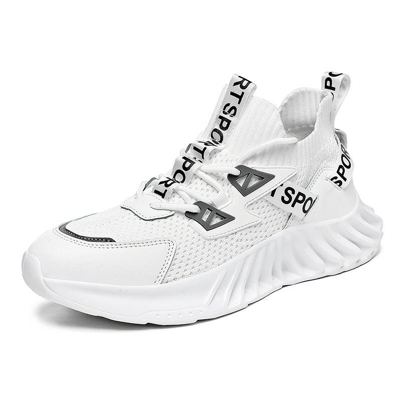 Front Lace Round Head Flying Thread Knitted Fashion Casual Spot Men's Daily Low-top Sneakers - Trendha