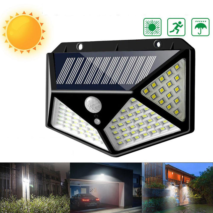 ARILUX® 100 LED Solar Powered PIR Motion Sensor Wall Light Outdoor Garden Lamp 3 Modes - Trendha