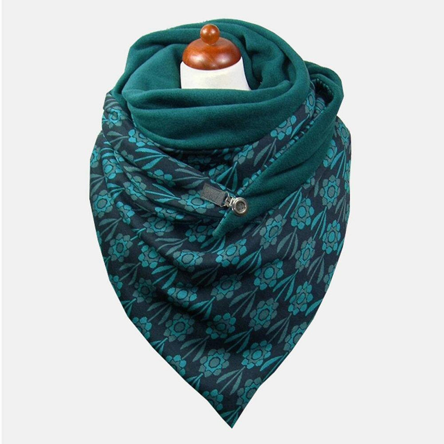 Women Cotton Plus Thick Keep Warm Winter Outdoor Casual Floral Printing Pattern Multi-purpose Scarf Shawl - Trendha