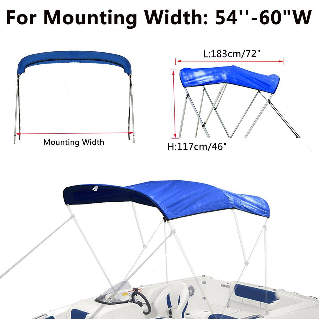 600D 3 Bow Bimini Top Replacement Canvas Cover with Boot without Frame Blue - Trendha