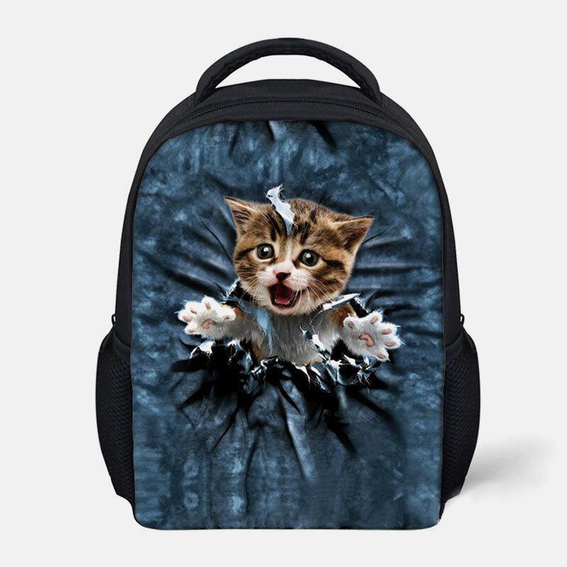 Unisex Animal Creative 3D Cartoon Cute Cat Casual Outdoor Small Backpack Schoolbag - Trendha