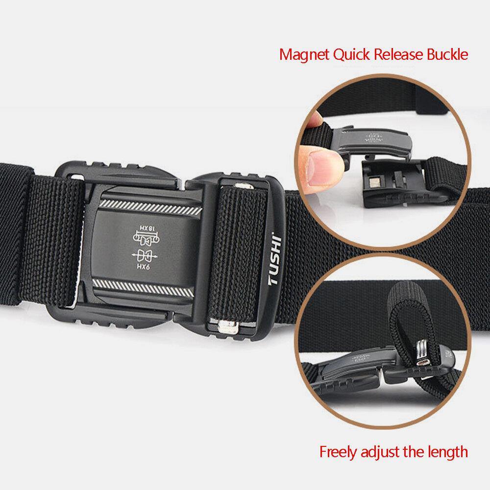 Men Nylon Braided 125cm Magnet Quick Release Buckle Multifunctional Wear-resistant Outdoor Military Training Tactical Belts - Trendha