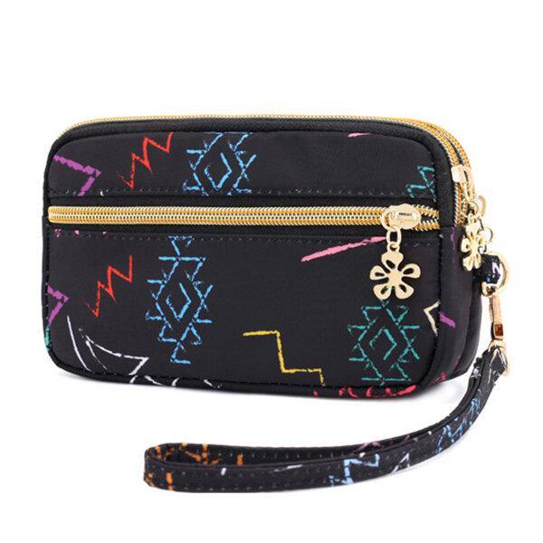 Women Nylon Galaxy Pattern Clutch Bag Coin Purse Phone Wallet - Trendha