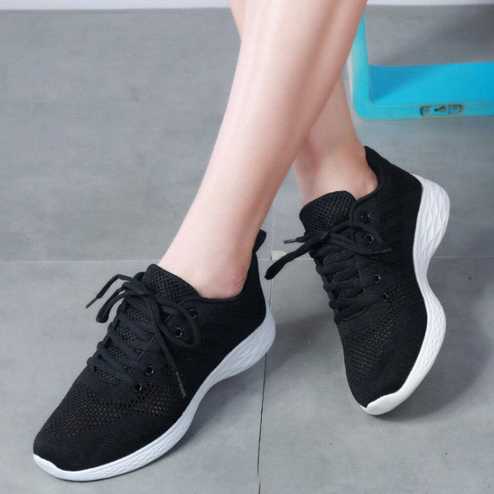 Large Size Women Breathable Air Mesh Lace Up Running Casual Shoe - Trendha