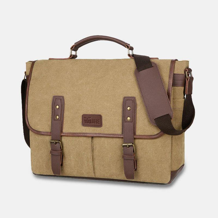 Men Canvas Multi-Pocket Wear-Resistant Vintage Business Messenger Bag Laptop Bag Crossbody Bag Handbag - Trendha