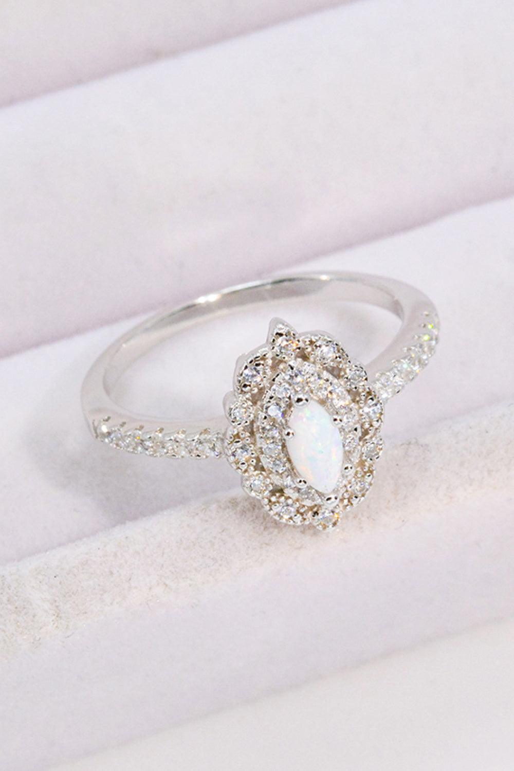 Modern Love Story Opal and Zircon Ring - Trendha