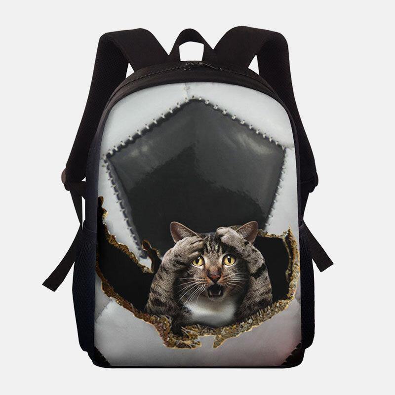 Unisex Dacron Large Capacity Cat Dog in the Baseball Football Pattern Printing Backpack School Bag - Trendha