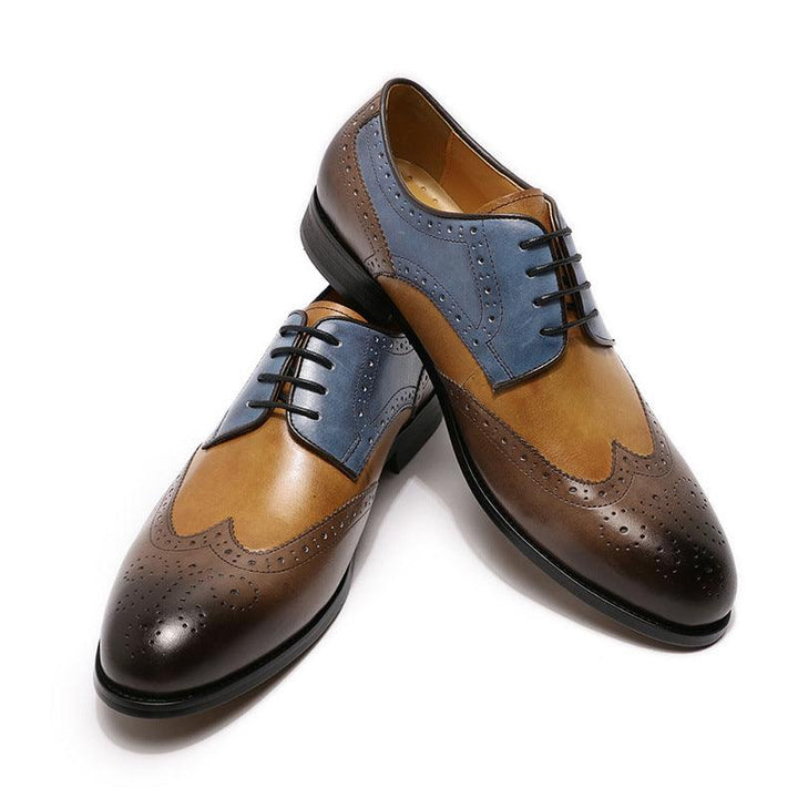 Leather Casual Men's Shoes With Color Matching Laces - Trendha