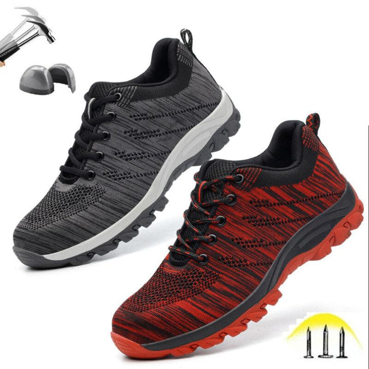 Men's Hiking Steel Toe Work Safety Shoes Mesh Lace Up Anti-slip Anti-Collision Safe Shoes - Trendha
