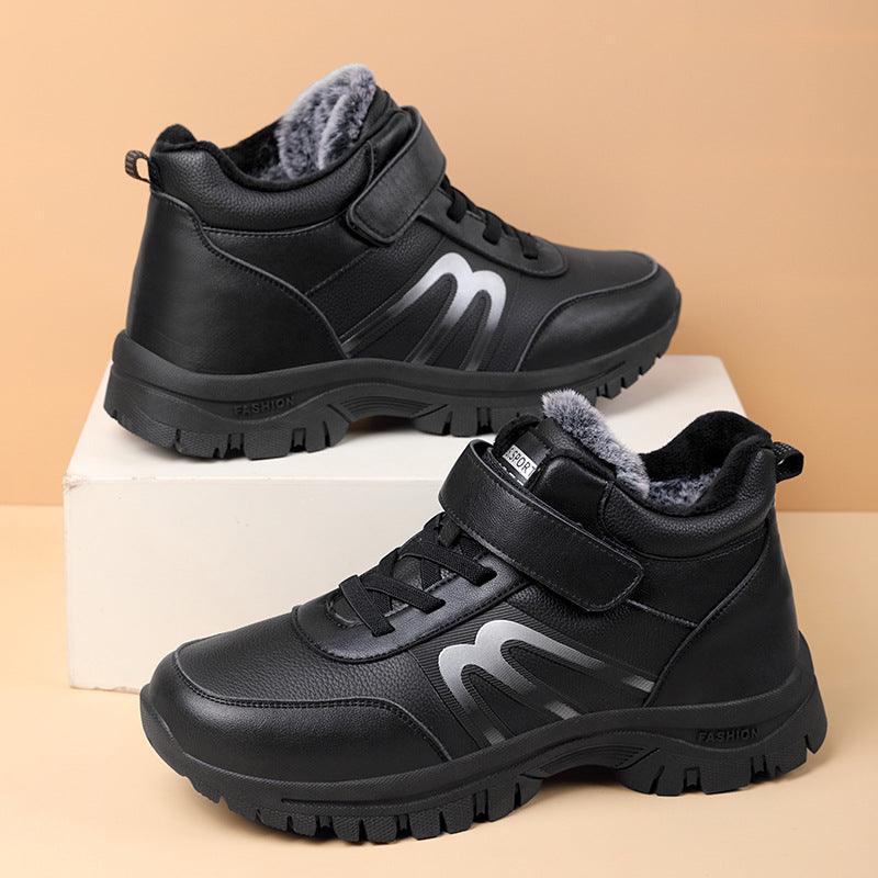 Men's Velvet Warm Waterproof Leather Shoes For The Elderly - Trendha