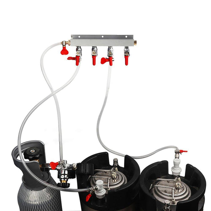 4 Way CO2 Gas Distribution Block Manifold With 7mm Hose Barb Wine Making Tools Draft Beer Dispense - Trendha