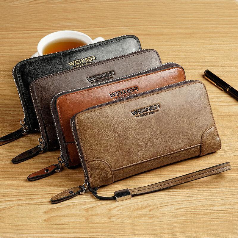 Men Faux Leather Multi-slots Retro Business Large Capacity 5.5 Inch Phone Bag Clutch Purse Card Holder Wallet - Trendha