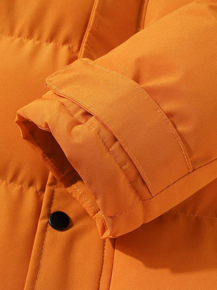 Mens Letter Applique Quilted Padded Warm Jacket With Slant Pocket - Trendha