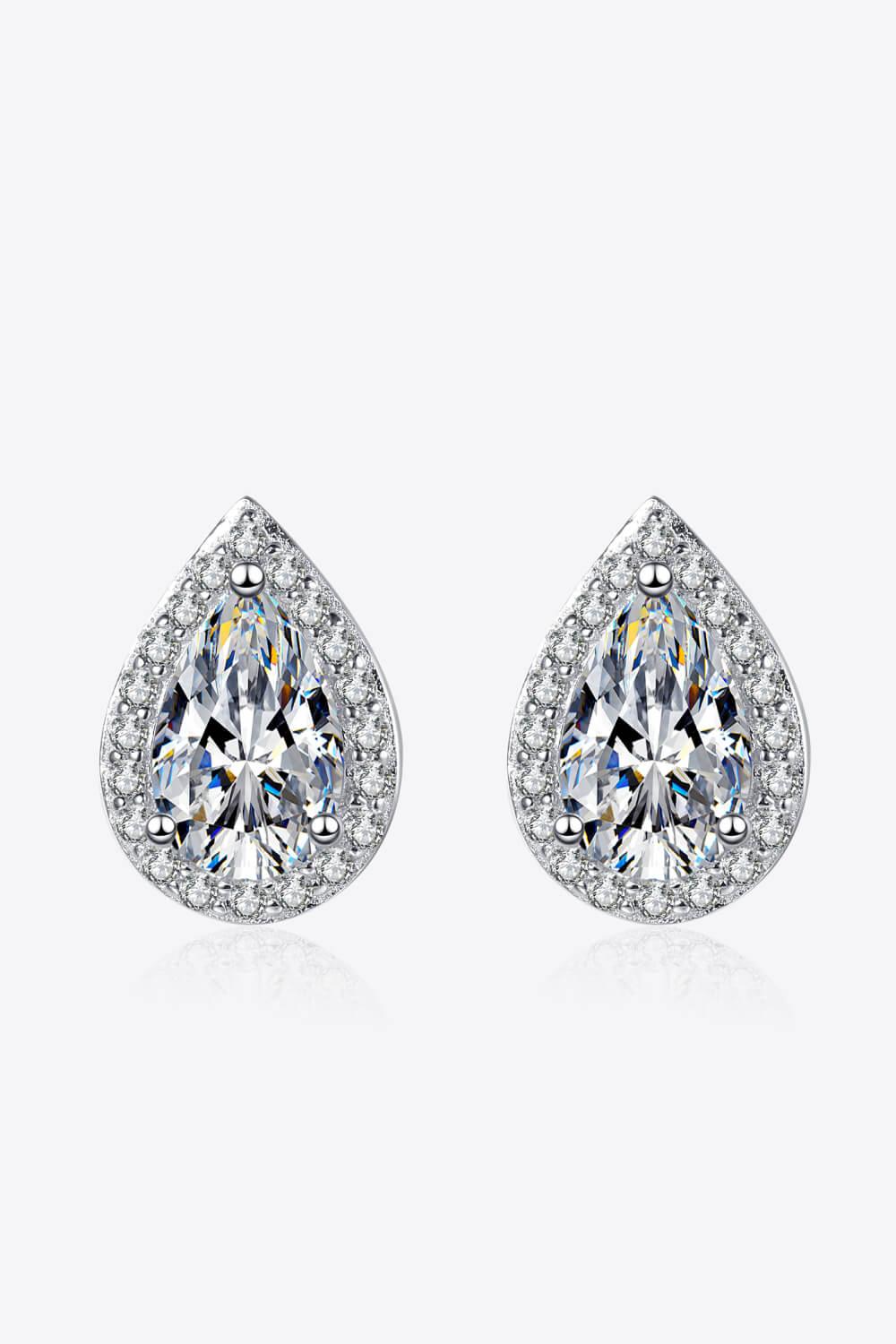 Moissanite Teardrop Stud Earrings - Trendha