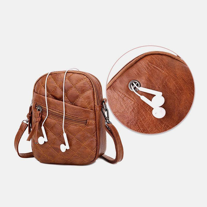 Women PU Leather Argyle Pattern Earphone Hole Casual 6.3 Inch Phone Bag Crossbody Bags Shoulder Bag - Trendha