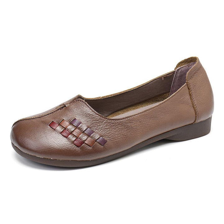 Women's Leather Soft Antiskid Casual Flat Loafers Shoes - Trendha