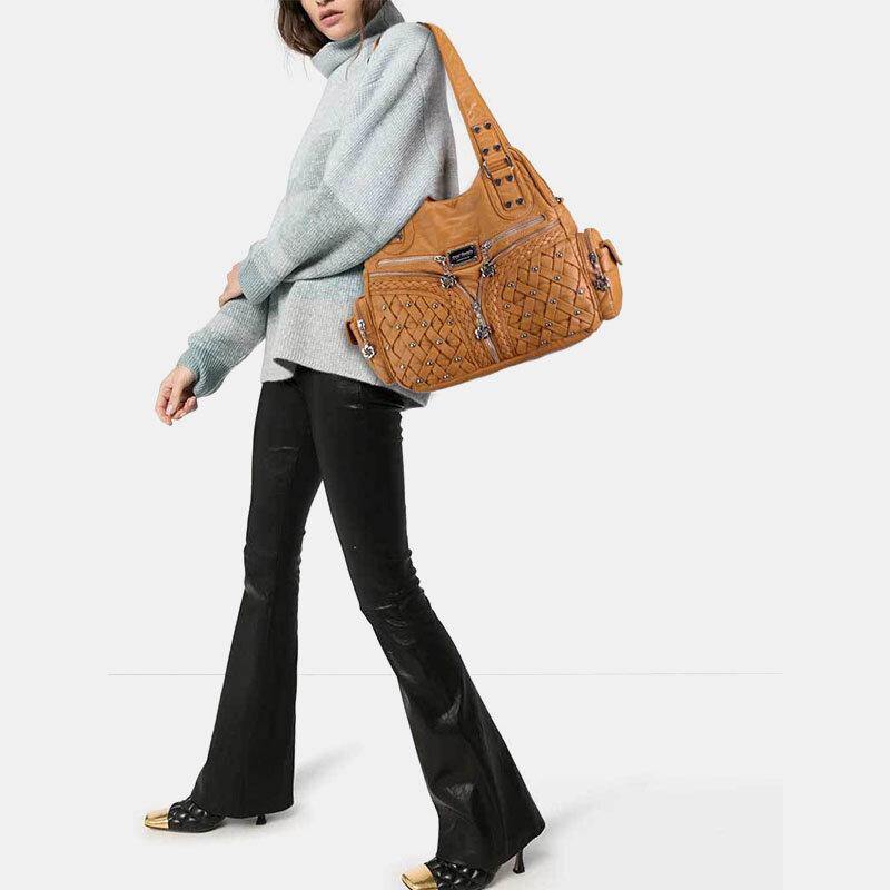 Women Multi-pocket Waterproof Woven Hardware Crossbody Bag Shoulder Bag Handbag Tote - Trendha