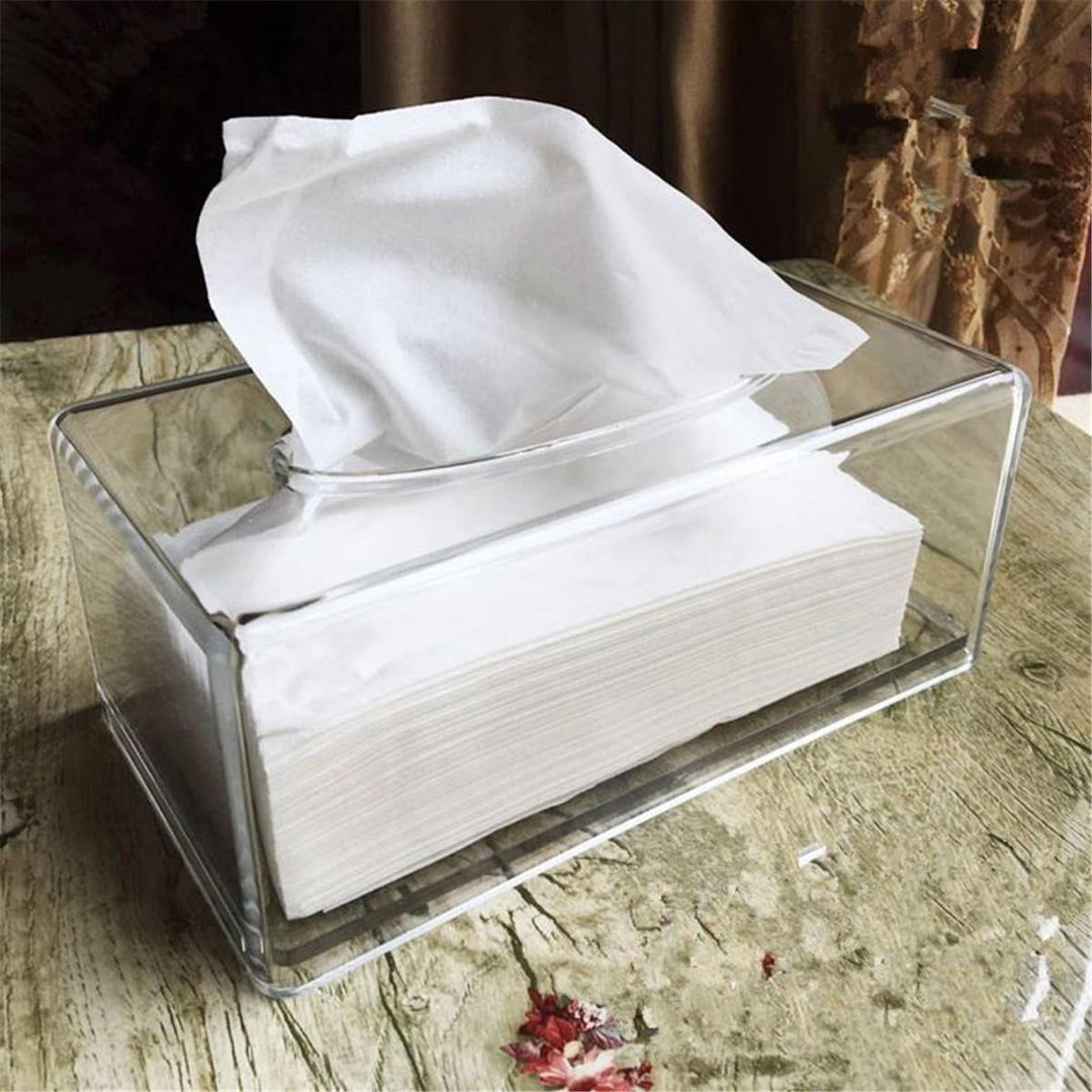 Acrylic Clear Transparent Tissue Box Cover Rectangular Holder Paper Storage Case - Trendha
