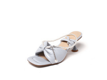 Elegant Bowknot Pearl Chain 2021 Summer New Stiletto Sandals Women - Trendha