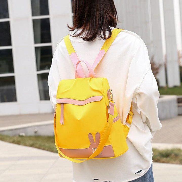 Women Patchwork Waterproof Back Anti theft Multi-carry Backpack - Trendha