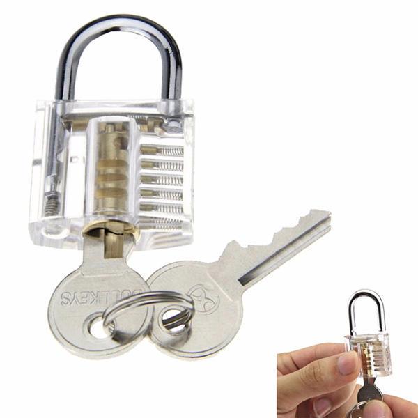 DANIU Transparent Practice Padlock with 12pcs Unlocking Lock Picks Set Key Extractor Tools - Trendha