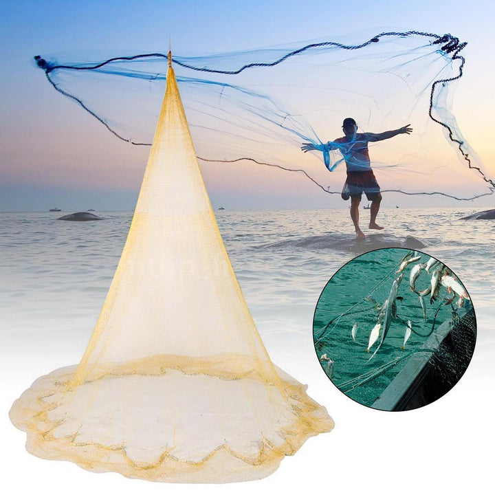 3.5m Mesh Quick Throw Mono Saltwater Bait Drawstring Big Fishing Cast Gill Net - Trendha