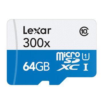 Lexar Memory Card U1 C10 64G TF Card Micro SD Card Flash Memory Card 300x Support 1080P 4K 3D full HD Video with SD Adapter - Trendha