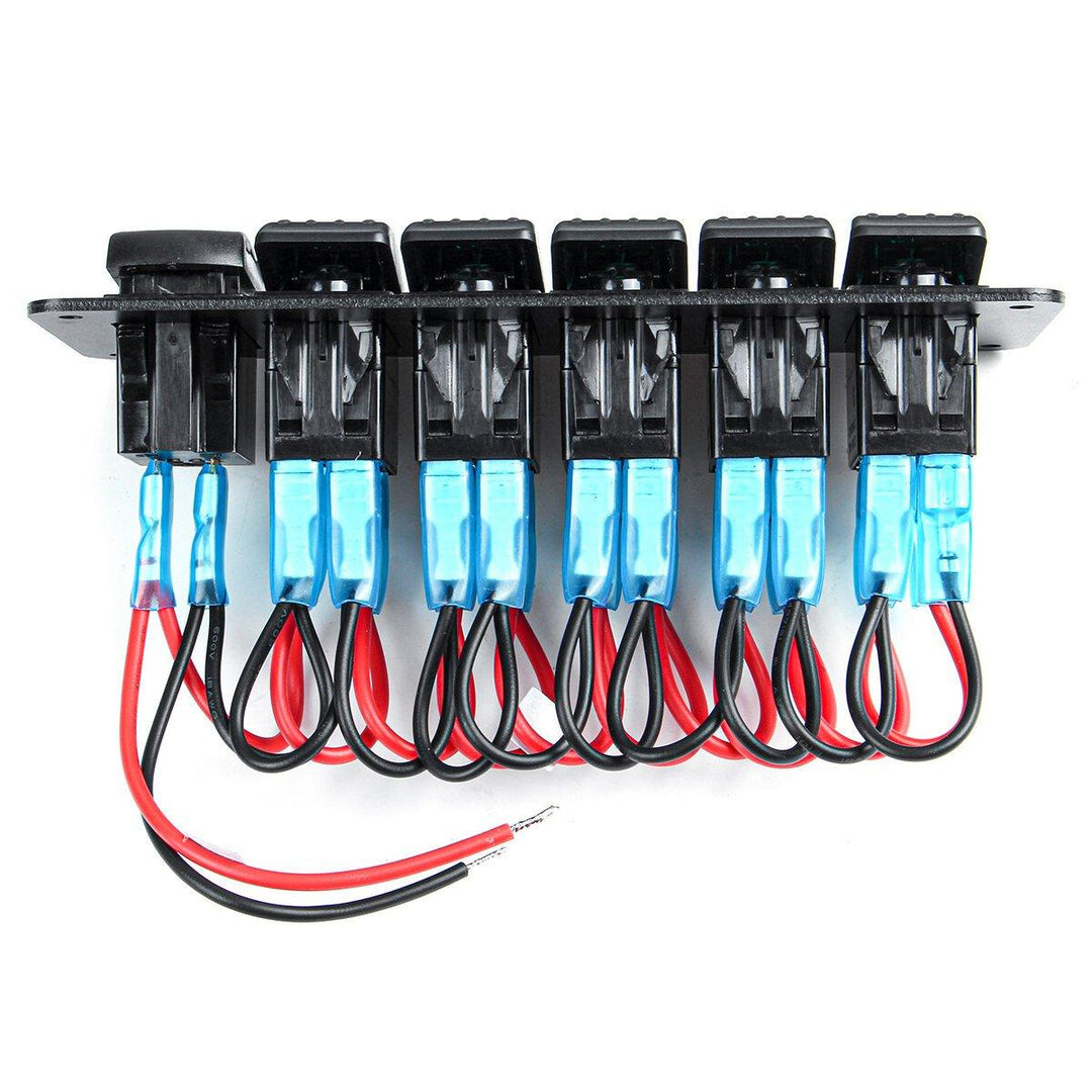 4/5/6 Gang Green Rocker Switch Panel Circuit Breaker LED Waterproof Car Marine - Trendha